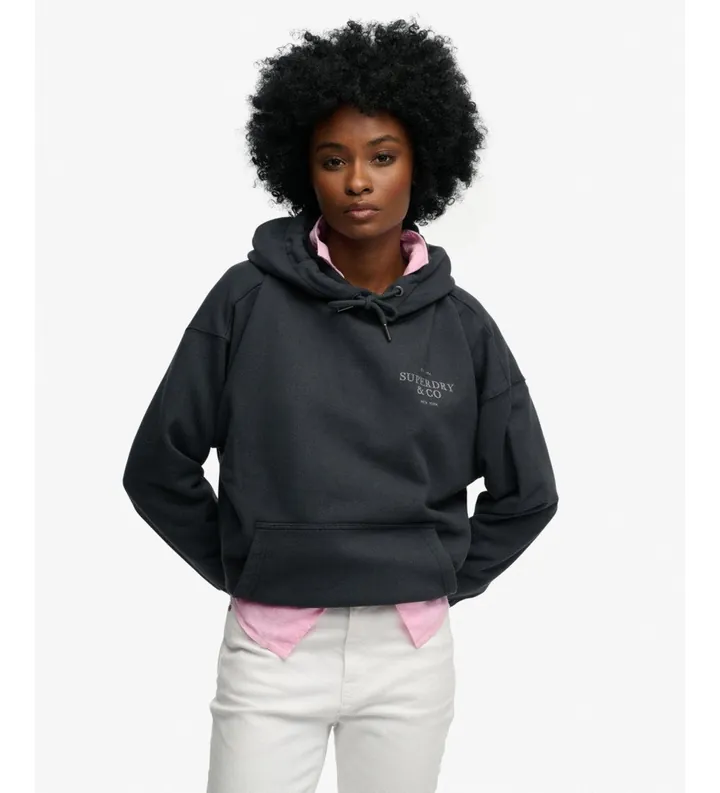 Superdry para mujer. W2012691A Sudadera con capucha Luxe Casual Relaxed marino (L), Algodón