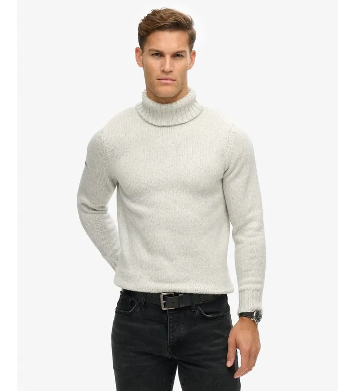 Superdry para hombre. M6110618A Jersey Brushed Roll gris claro (L), Casual, Poliéster