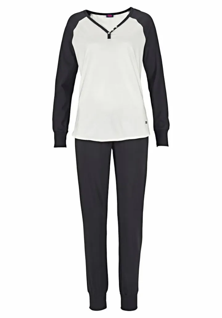 BUFFALO Pijama negro / blanco