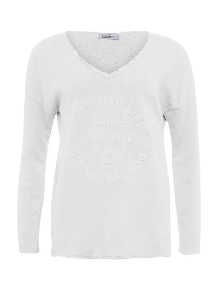 Zwillingsherz Sudadera 'Positive Mind' blanco