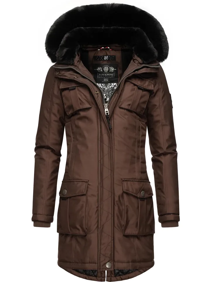 NAVAHOO Chaqueta funcional 'Tiniis' marrón oscuro / negro