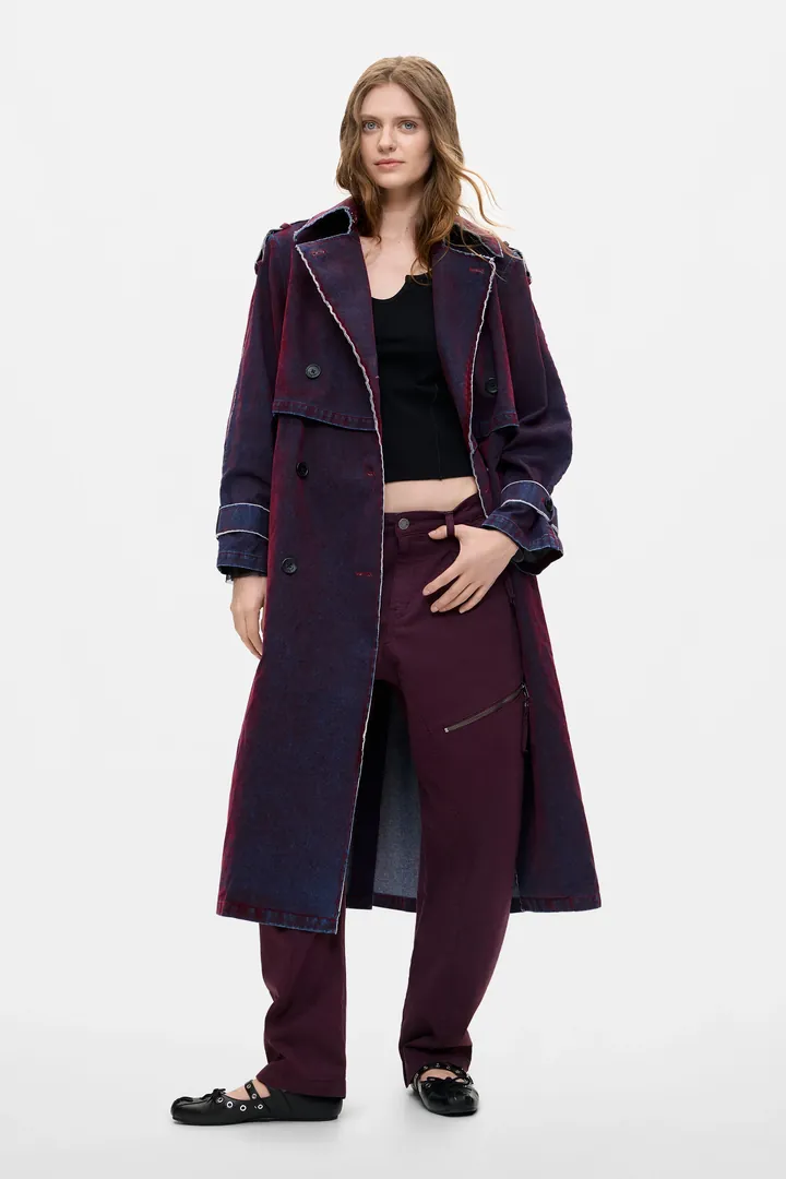 Desigual, Abrigo Trench 100% Algodón, Mujer, Algodon, Rojo, L