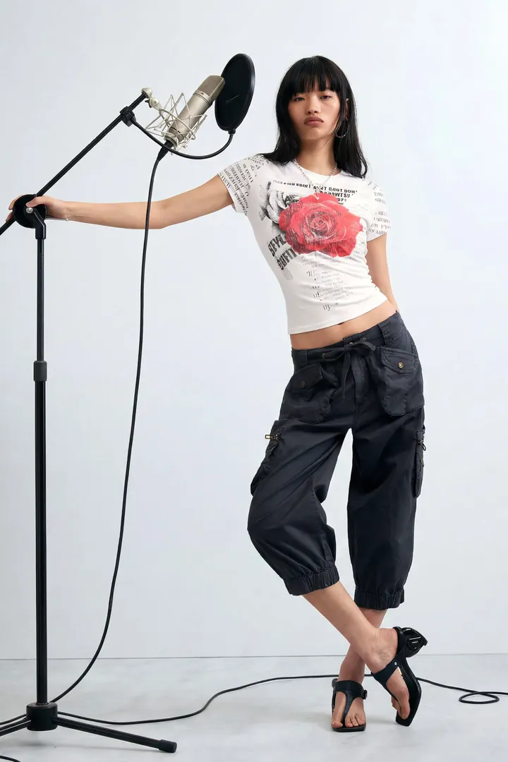 Desigual, Pantalón Cargo 100% Algodón, Mujer, Algodon, Negro, 34