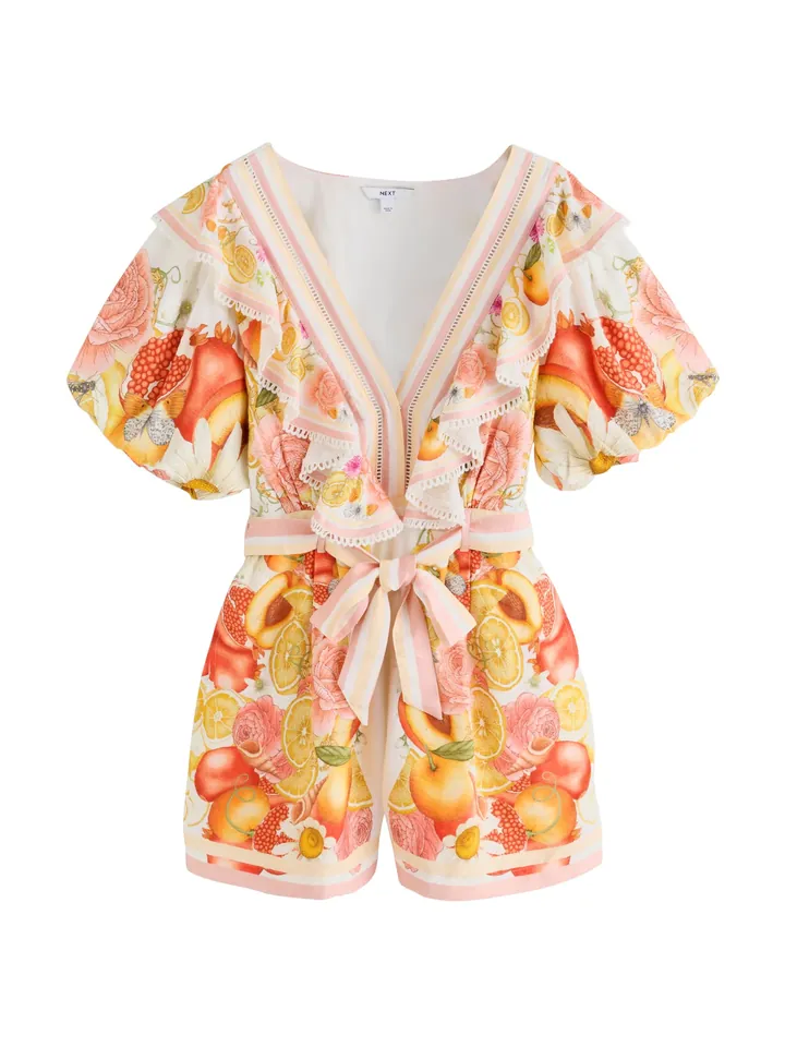 Next Jumpsuit beige claro / amarillo limón / naranja / rosa