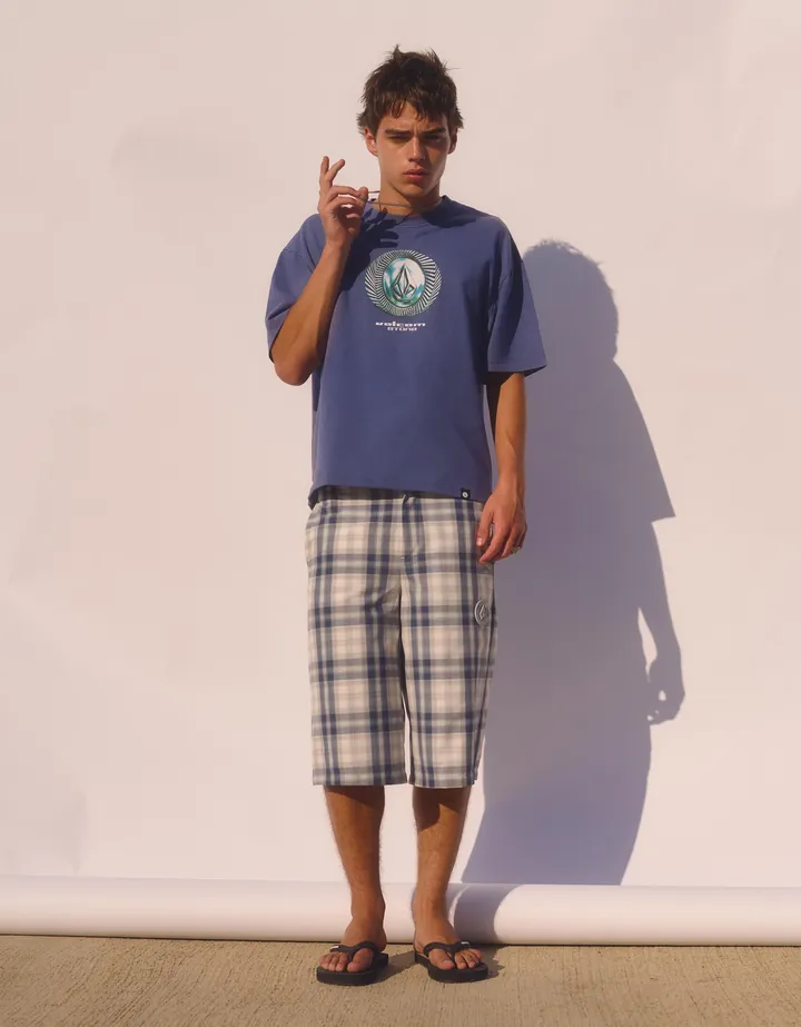 Bershka Bermuda Skater Volcom Hombre L Azul Lavado