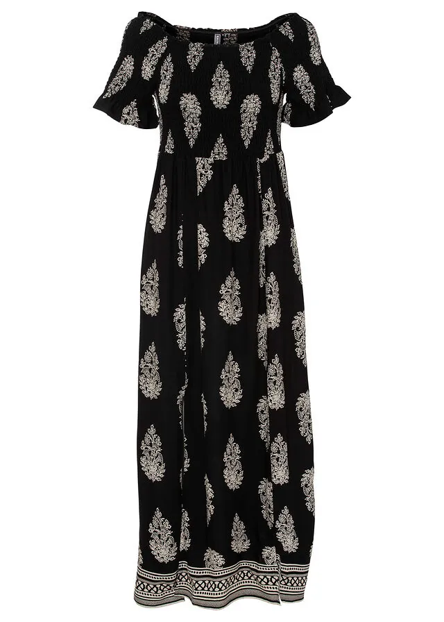 Vestido de viscosa fluida con escote bañera