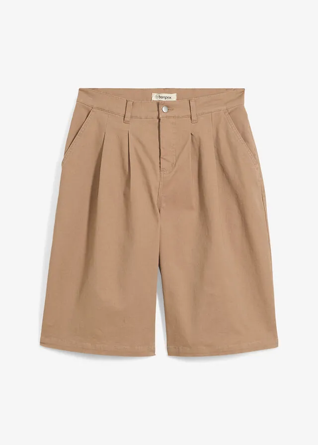 Bermudas largas de mezcla de algodón elástico