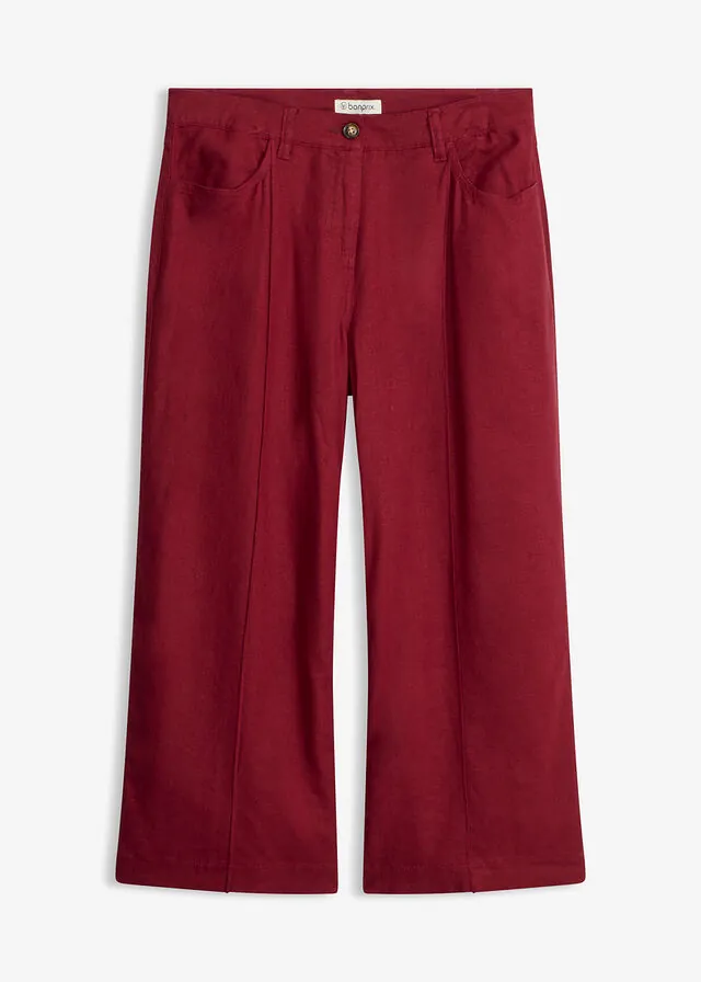 Pantalón tipo culotte de una mezcla de lino ligero con pinzas