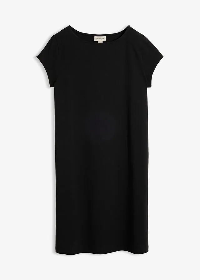 Vestido camisero de mezcla de algodón elástico