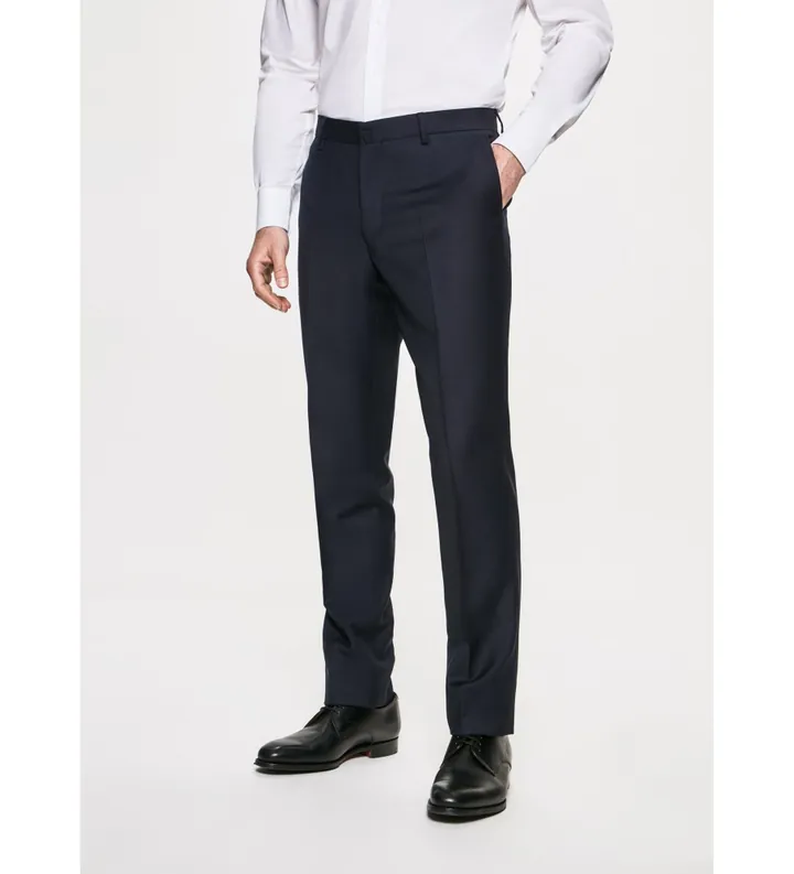 Hackett London para hombre. HM211176 Pantalón Lana Liso marino (32), Casual, Fiesta, Clásico