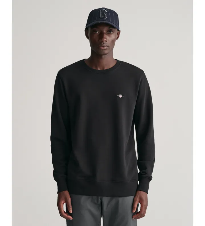 Gant para hombre. 2006065 Sudadera Shield de cuello redondo negro (3XL), Casual, Algodón