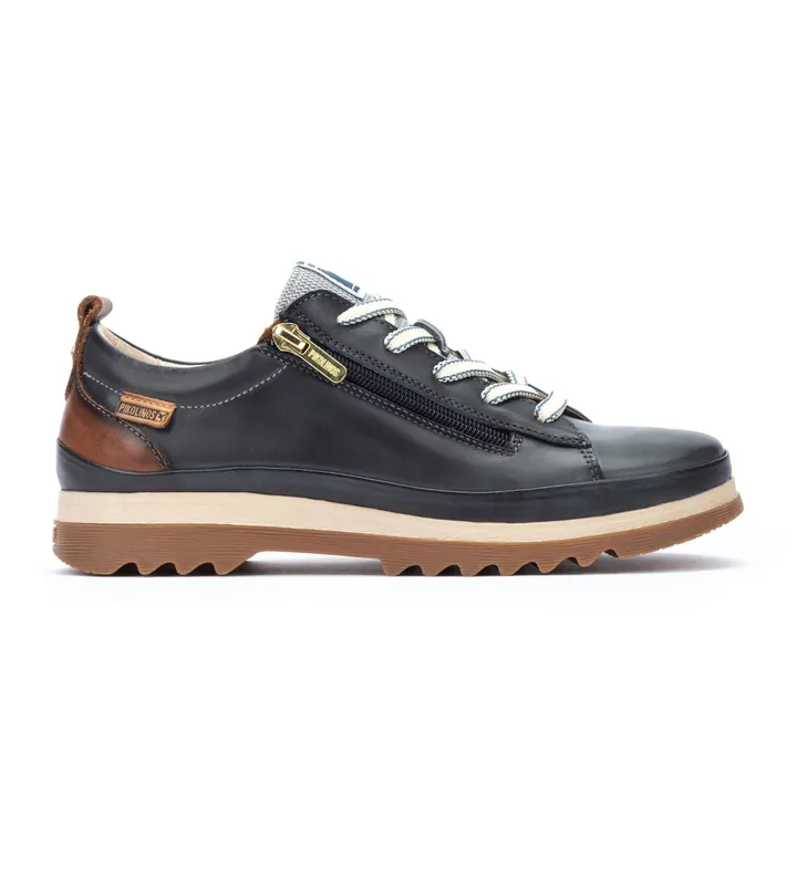 Pikolinos para mujer. W3W-6979 Zapatillas de piel Vigo marino (35), 1 a 3cm, Cordones, Cremallera, Casual