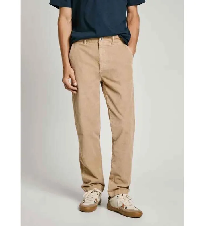 Pepe Jeans para hombre. PM211758 Pantalón chino Slim Corduroy beige (30), Casual, Algodón