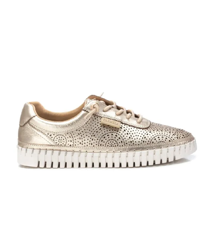 Carmela para mujer. 16232703-ORO Zapatillas de piel 162327 dorado (36), Plano, Cordones, Casual