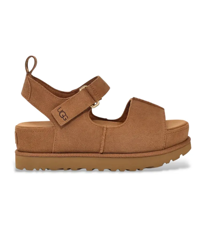 UGG para mujer. 1167356 Sandalias de piel Goldenstar Hi marrón (38), 3 a 5cm, Velcro, Casual