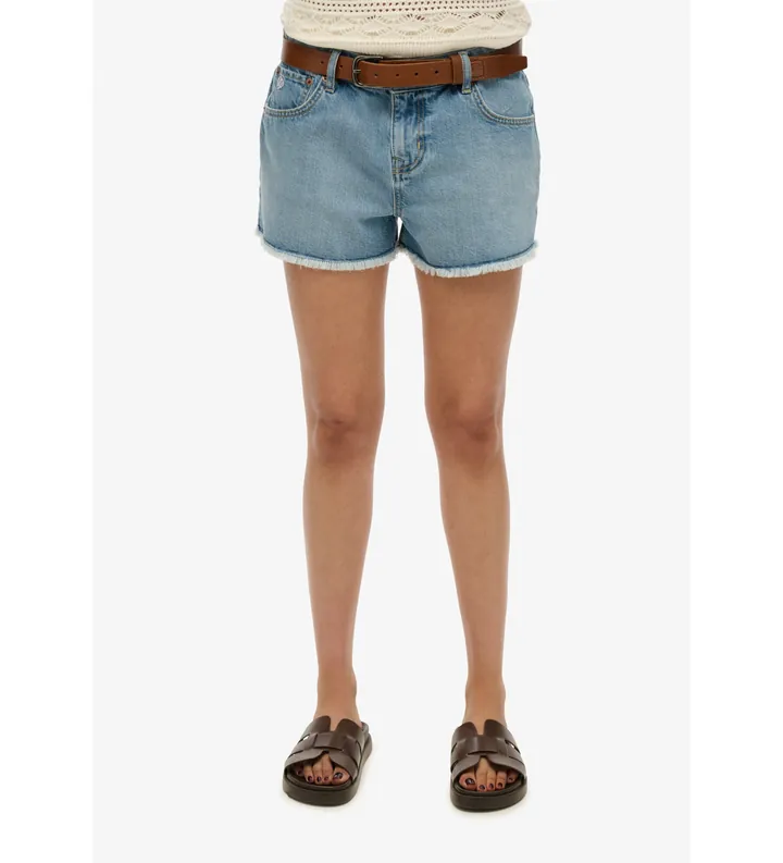 Superdry para mujer. W7110448A Short Talle Medio azul (27), Casual, Algodón, Denim
