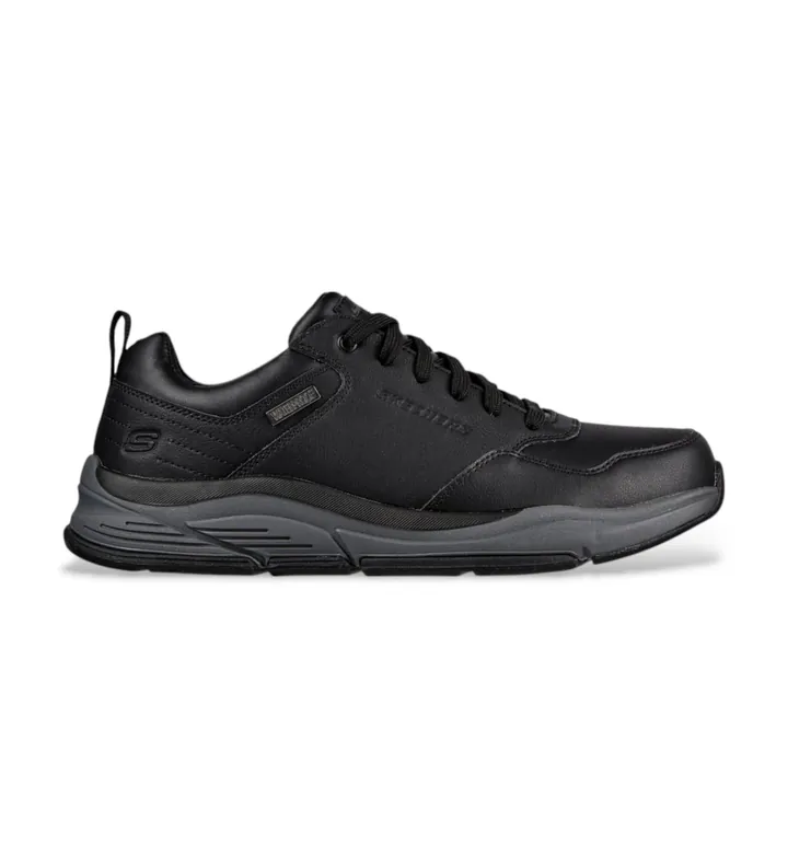 Skechers para hombre. 210021 Zapatillas de Piel Relaxed Fit Benago negro (40), Plano, Cordones, Casual