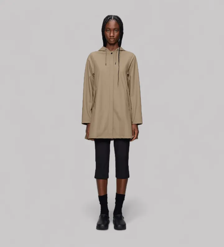 Rains para mujer. 18050 Chaqueta A-Line beige (S), Casual, Poliéster