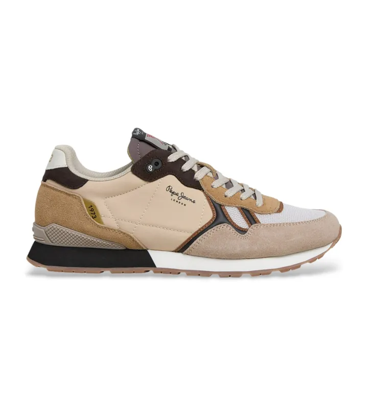 Pepe Jeans para hombre. PMS400029 Zapatillas Brit Back beige (43), Tela, Plano, Cordones, Casual