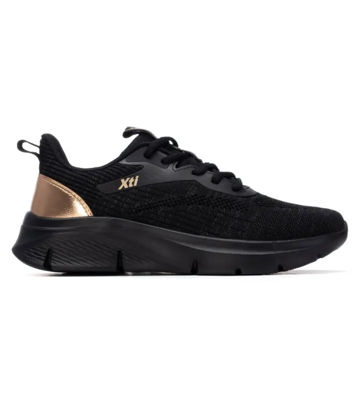 Xti para mujer. 14517001-NEGRO Zapatillas 145170 negro (36), Plano, Cordones, Casual, Deportivo