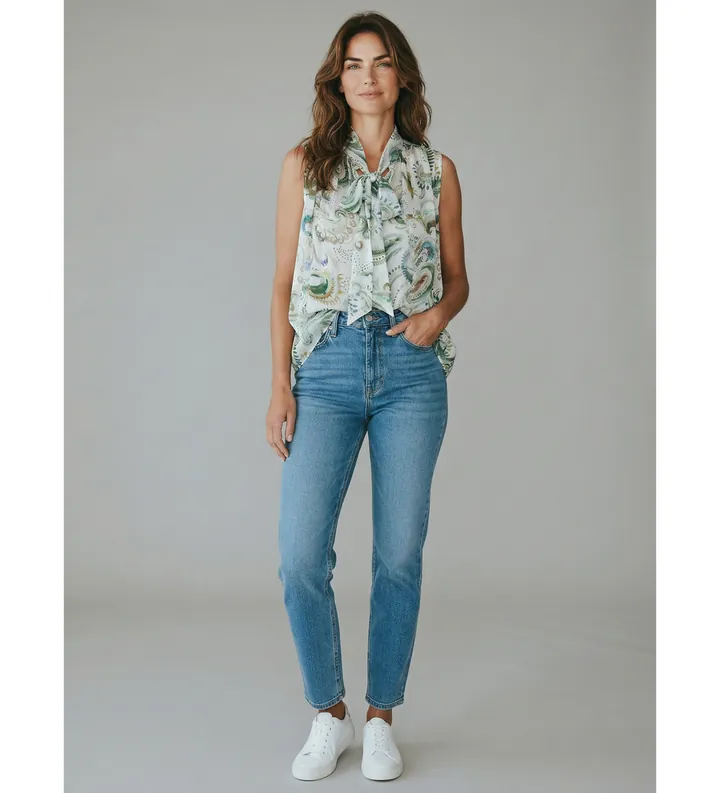 Marella para mujer. 2613161202200 Top de crepé acampanado Mllfatuo blanco, multicolor (38), Casual, Viscosa, Sin mangas / Tirantes