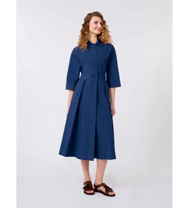 Weekend Max Mara para mujer. 2615221062600 Vestido Padana azul (36), Casual, Algodón, Manga larga