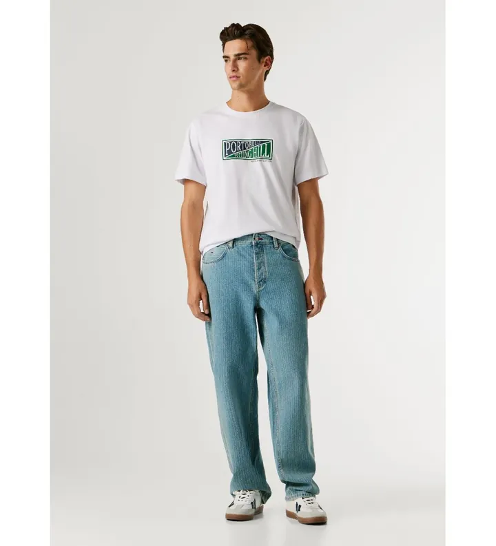 Pepe Jeans para hombre. PM2084544 Jeans Loose Tapered Helix Striped azul (28/32), Casual, Algodón, Denim
