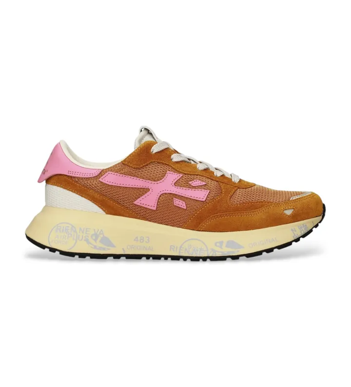 Premiata para mujer. LAURYN Zapatillas Lauryn naranja (36), Piel, Plano, Cordones, Casual