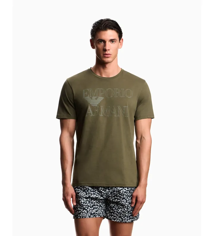 Emporio Armani para hombre. EM000574_AF20434 Camiseta Algodón verde (L), Casual, Manga corta