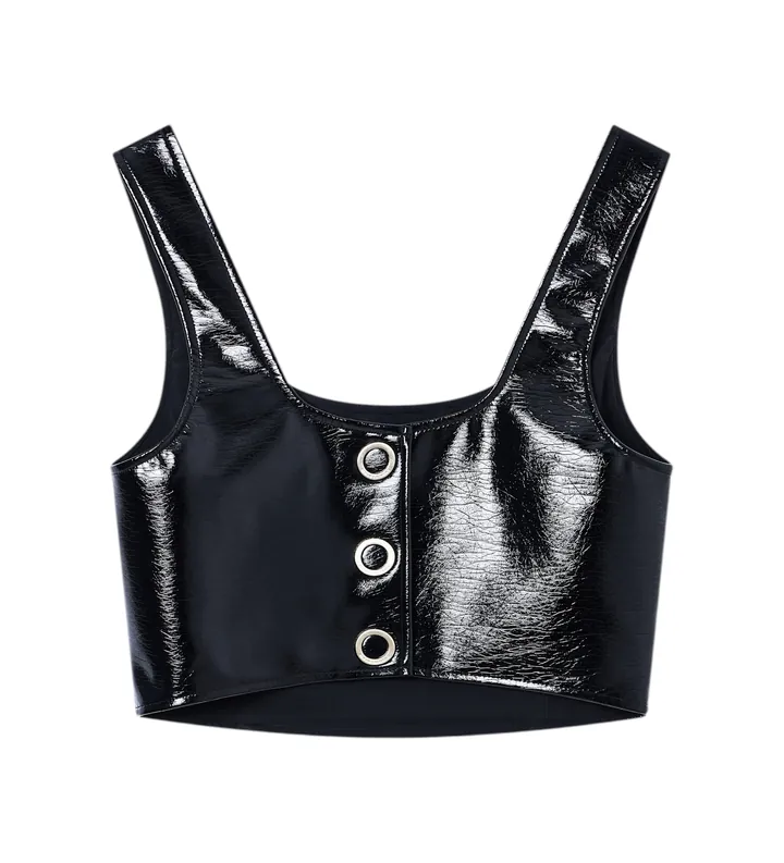 A|X Armani Exchange para mujer. XW001813AF18859UC001 Top Cort negro (L), Casual, Viscosa, Sin mangas / Tirantes