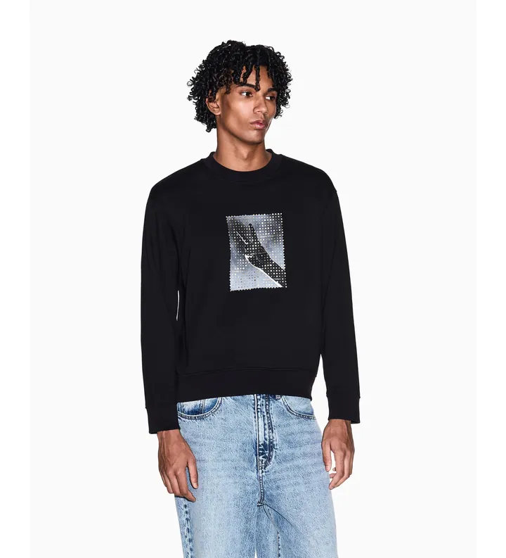 A|X Armani Exchange para hombre. XM002226AF10830UC001 Sudadera Gráfica Morden negro (L), Casual, Algodón, Manga corta