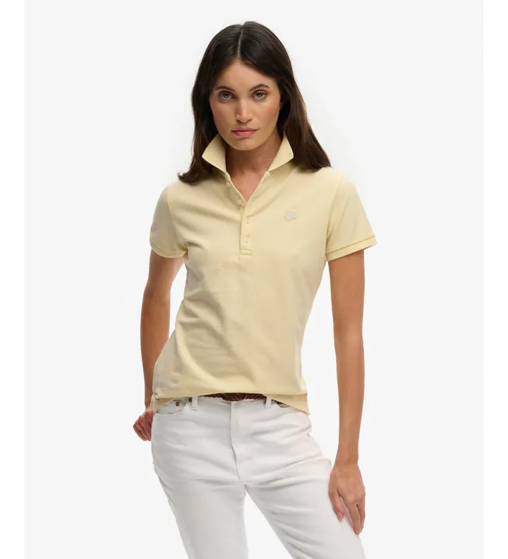 Superdry para mujer. W6012208A Polo Heritage Slim Fit amarillo (L), Casual, Algodón, Clásico, Manga corta