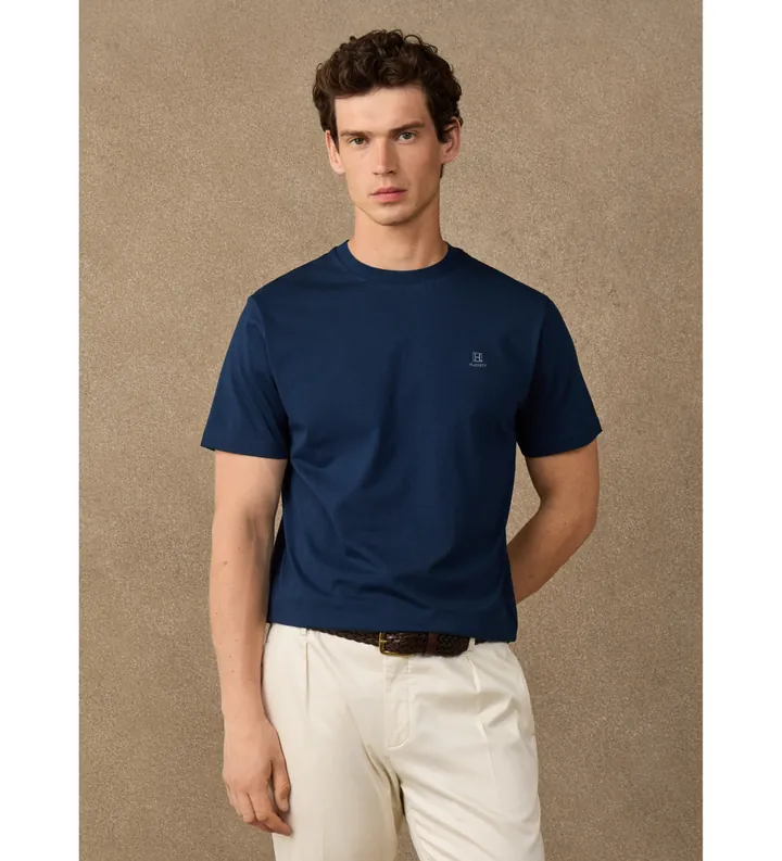 Hackett London para hombre. HM5000147 Camiseta H Small Logo marino (L), Casual, Algodón, Manga corta