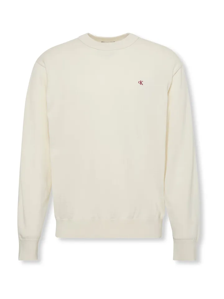 Calvin Klein Jeans Jersey 'Monogram Embroidery Relaxed'  blanco lana