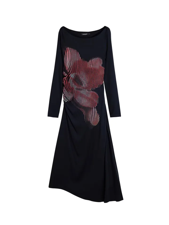 Desigual Vestido granadina / negro / blanco cáscara de huevo