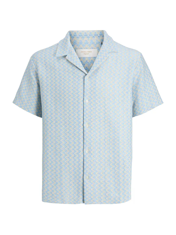 JACK & JONES Camisa 'JORMONTAUK'  crema / azul claro