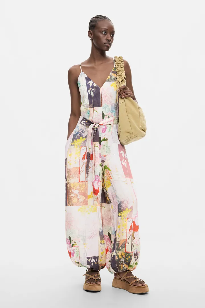 Desigual, Mono Largo Estampado, Mujer, Negro, L