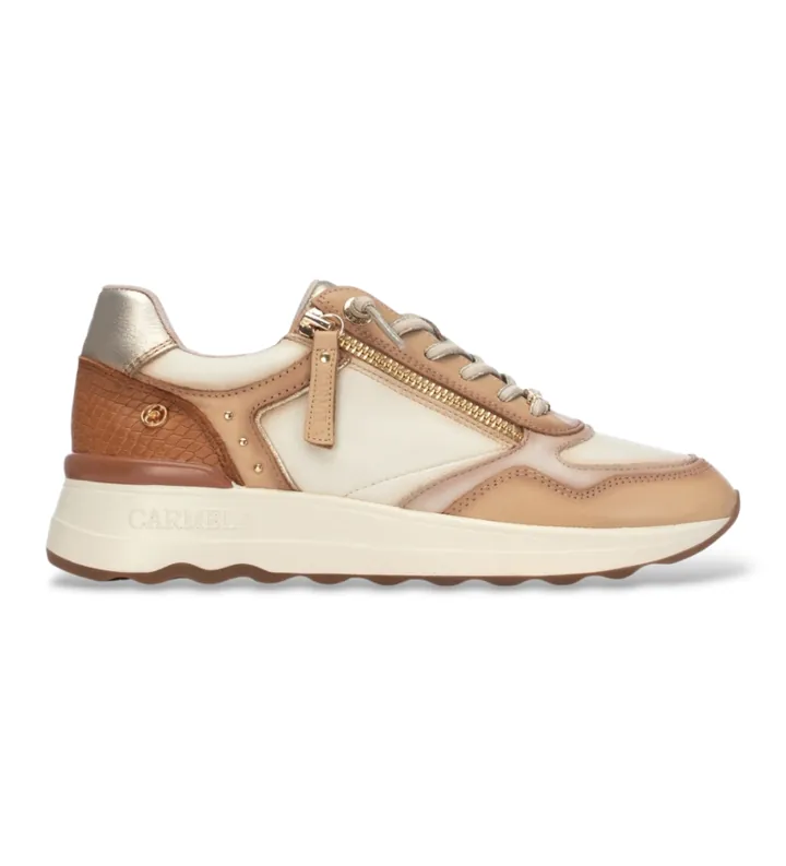 Carmela para mujer. 16422101-BEIGE Zapatillas de Piel 164221 beige (36), 3 a 5cm, Cremallera, Casual