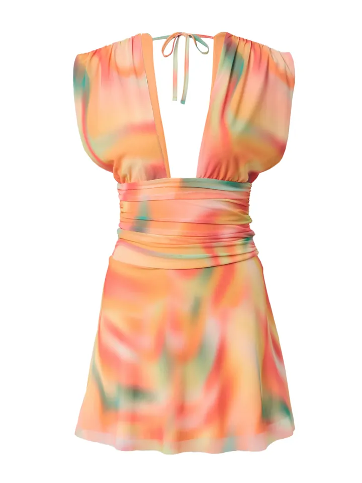 VIERVIER Vestido 'Fiona' amarillo / verde / naranja / rojo