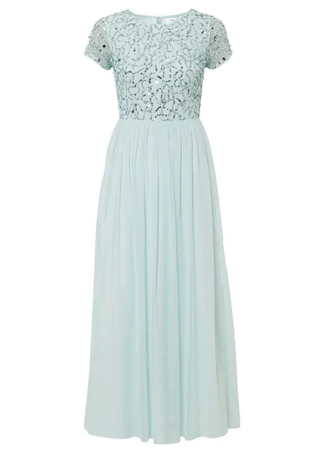 Vestido maxi con bordado de lentejuelas