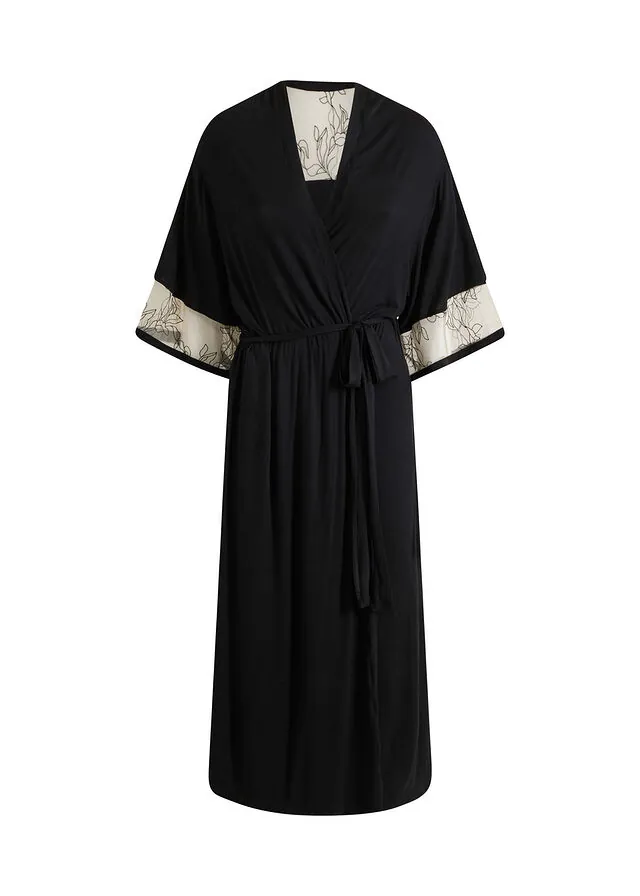 Kimono largo de viscosa con bordado