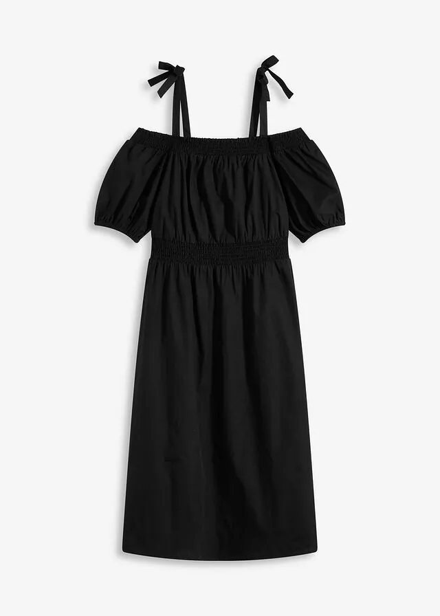 Vestido de algodón orgánico puro con hombros al descubierto