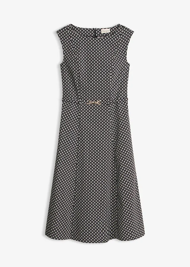 Vestido de bengalina con cinturón (2 piezas)