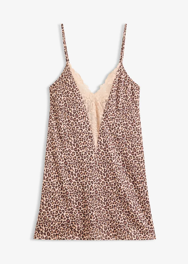 Picardías de satén con estampado de leopardo