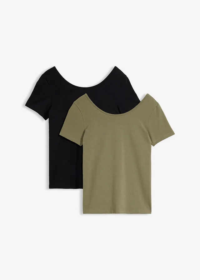 Camiseta con escote pronunciado en la espalda (2 unidades)
