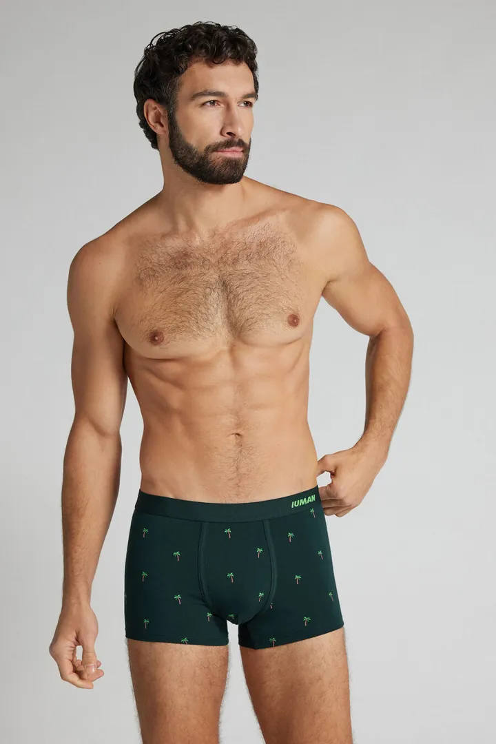 Intimissimi Bóxer Algodón Superior Estampado Palmera Hombre Verde Tamaño 38