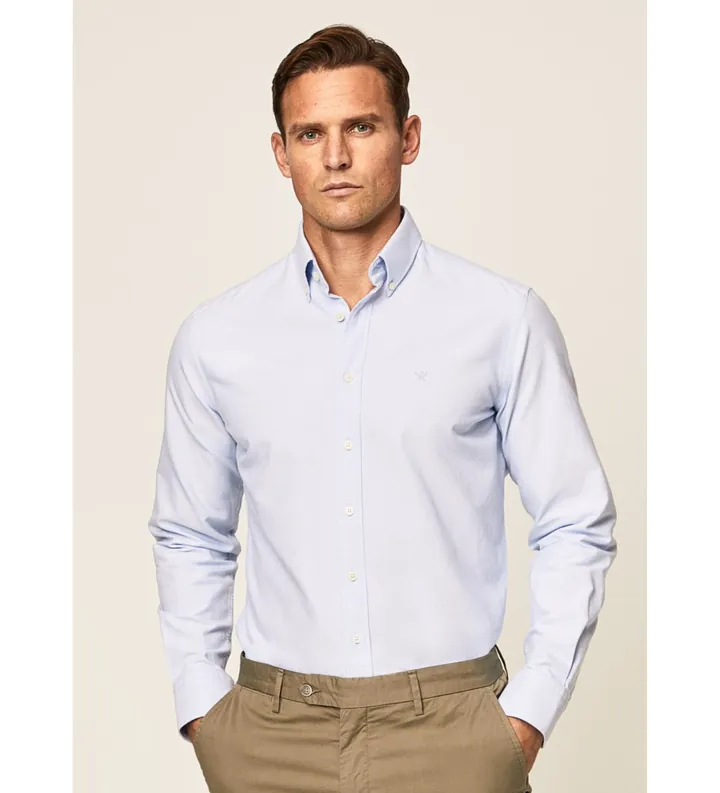 Hackett London para hombre. HM309361 Camisa oxford fit tailored azul (L), Casual, Algodón, Clásico, Manga larga