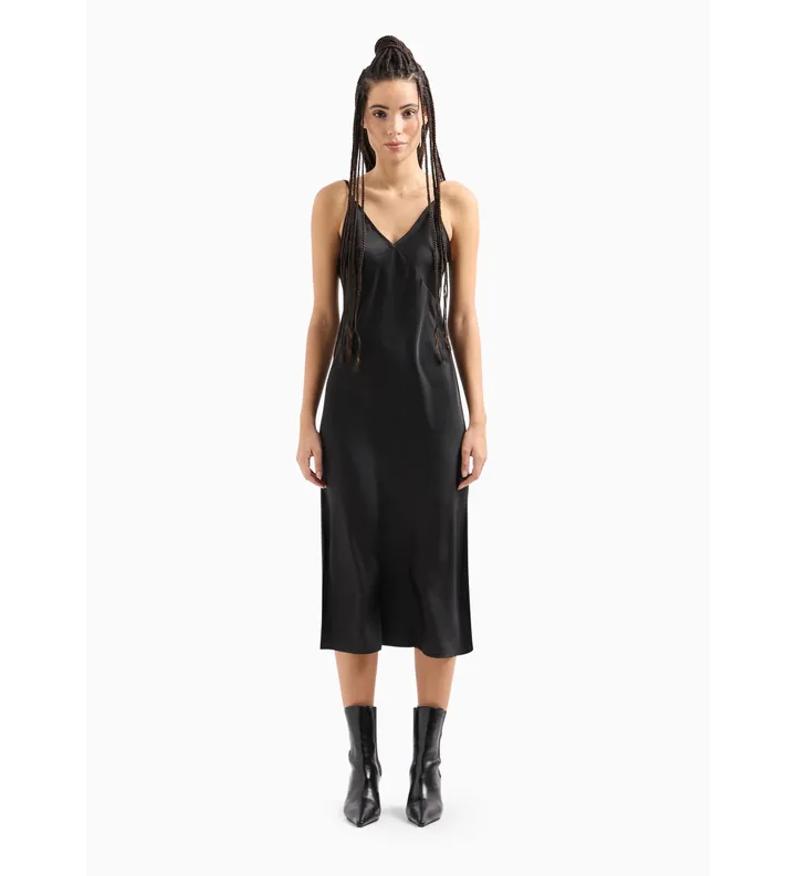 A|X Armani Exchange para mujer. 8NYA59YNZ5Z1200 Vestido Midi negro (3XL), Casual, Poliéster, Sin mangas / Tirantes