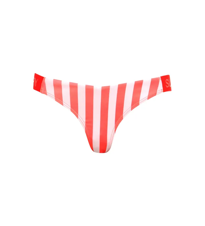 Superdry para mujer. W3010391A Braguita de bikini a rayas de diseño atrevido rosa (L), Beachwear, Poliéster Reciclado, Sostenible