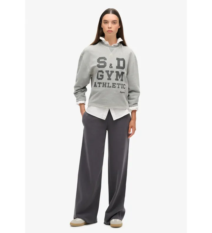 Superdry para mujer. W7010931A Pantalón Jogger Recto Con Efecto Lavado gris (L), Casual, Deportivo, Multideporte